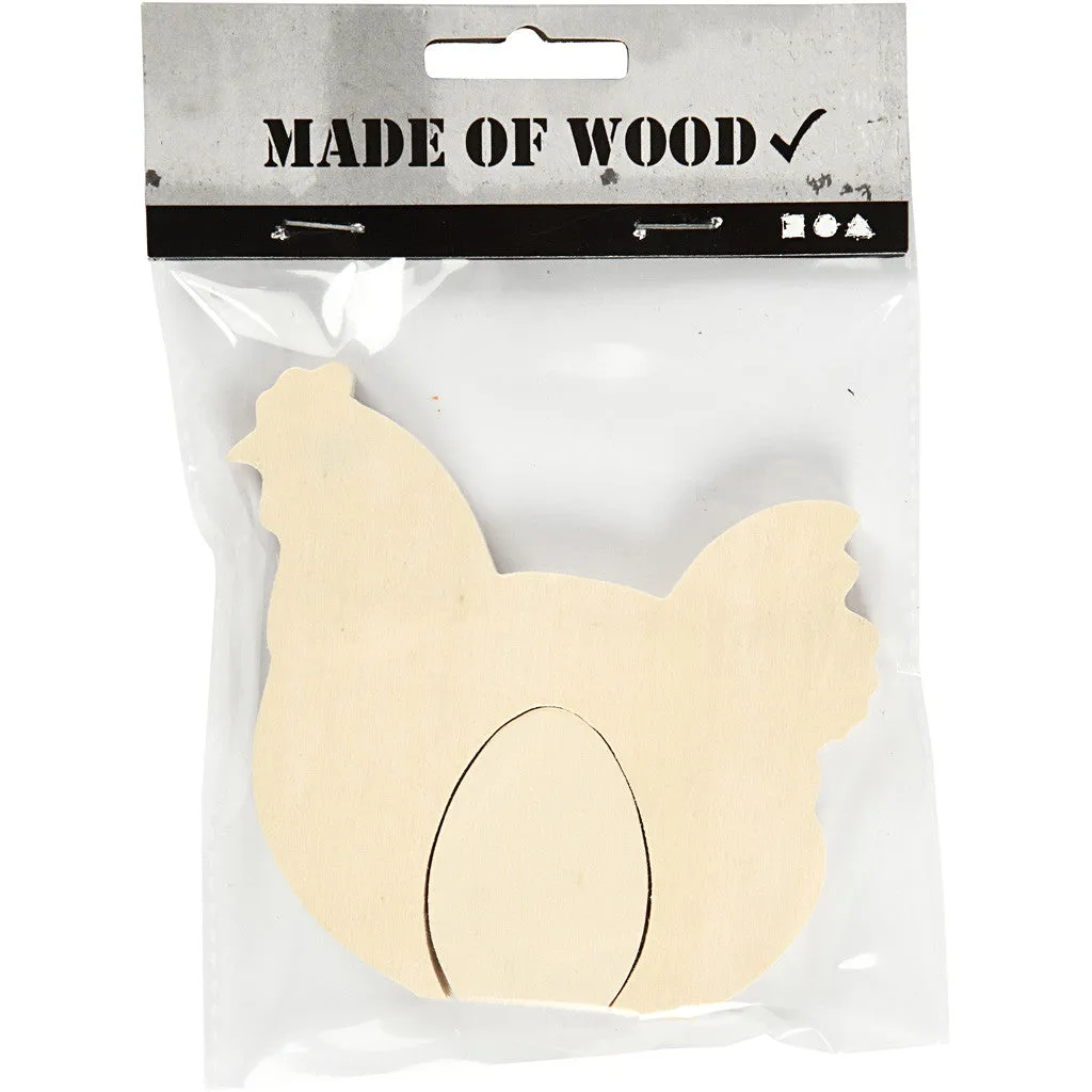 Light Wood Chicken Egg 2-In-1 Figure Decoration Crafts W: 3.5-10.5 cm