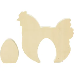 Light Wood Chicken Egg 2-In-1 Figure Decoration Crafts W: 3.5-10.5 cm