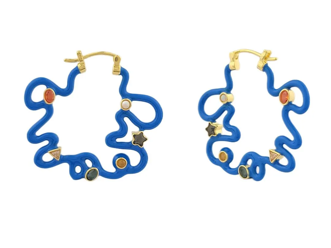 Long Pond Blue Squiggle Earrings