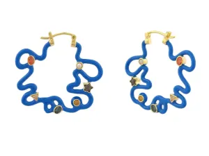Long Pond Blue Squiggle Earrings