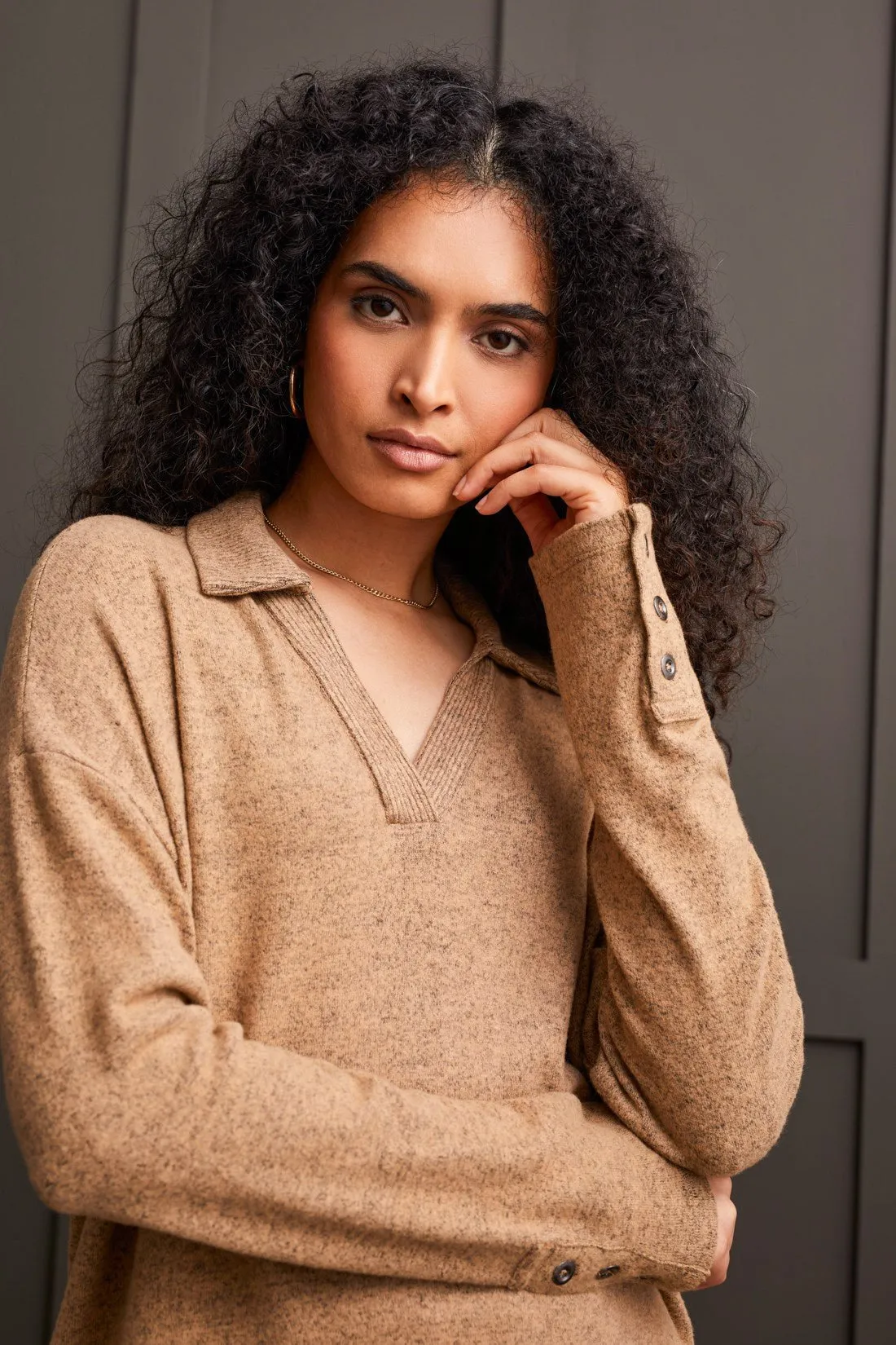 Long Sleeve Johnny Collar Top