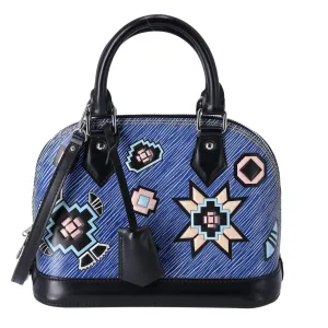Louis Vuitton Blue Denim Aztec Epi Leather Alma BB Small Dome Bag Crossbody