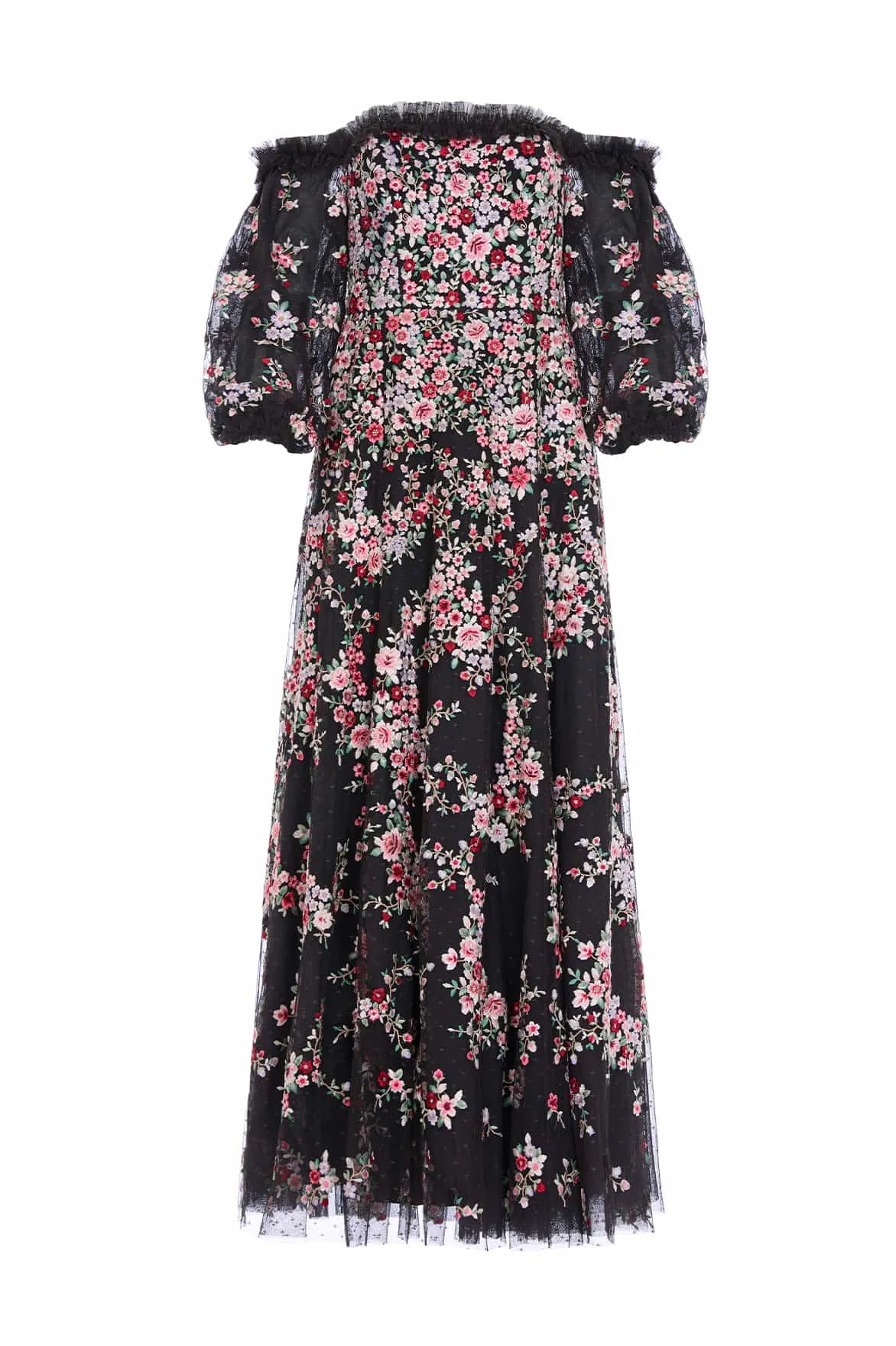Lunaria Wreath Off-Shoulder Long Sleeve Gown