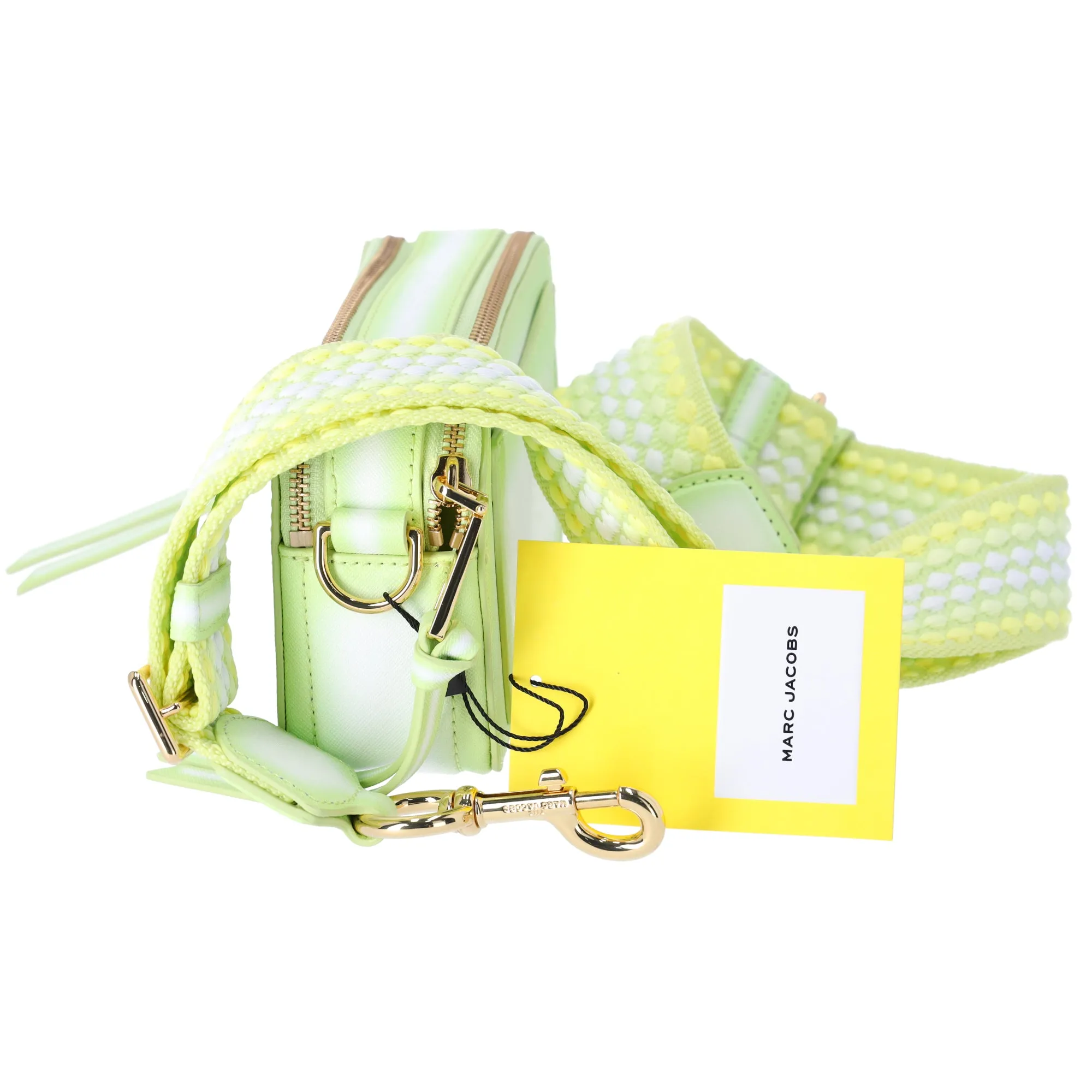 Marc Jacobs Snapshot Fluoro Edge Crossbody Neon Green Woven Strap