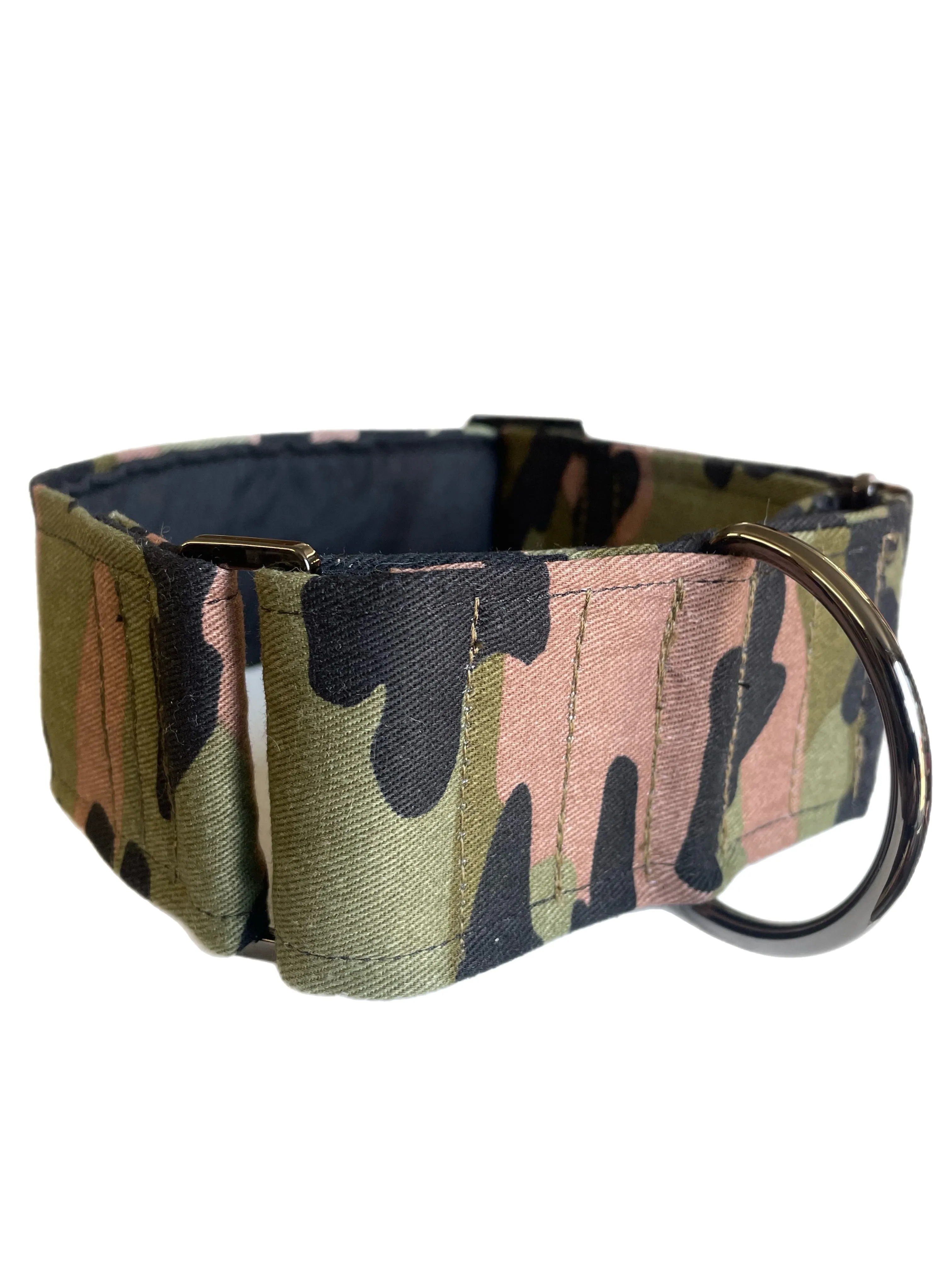 Martingale collar greyhound collar army greens Cammo design cotton fabric