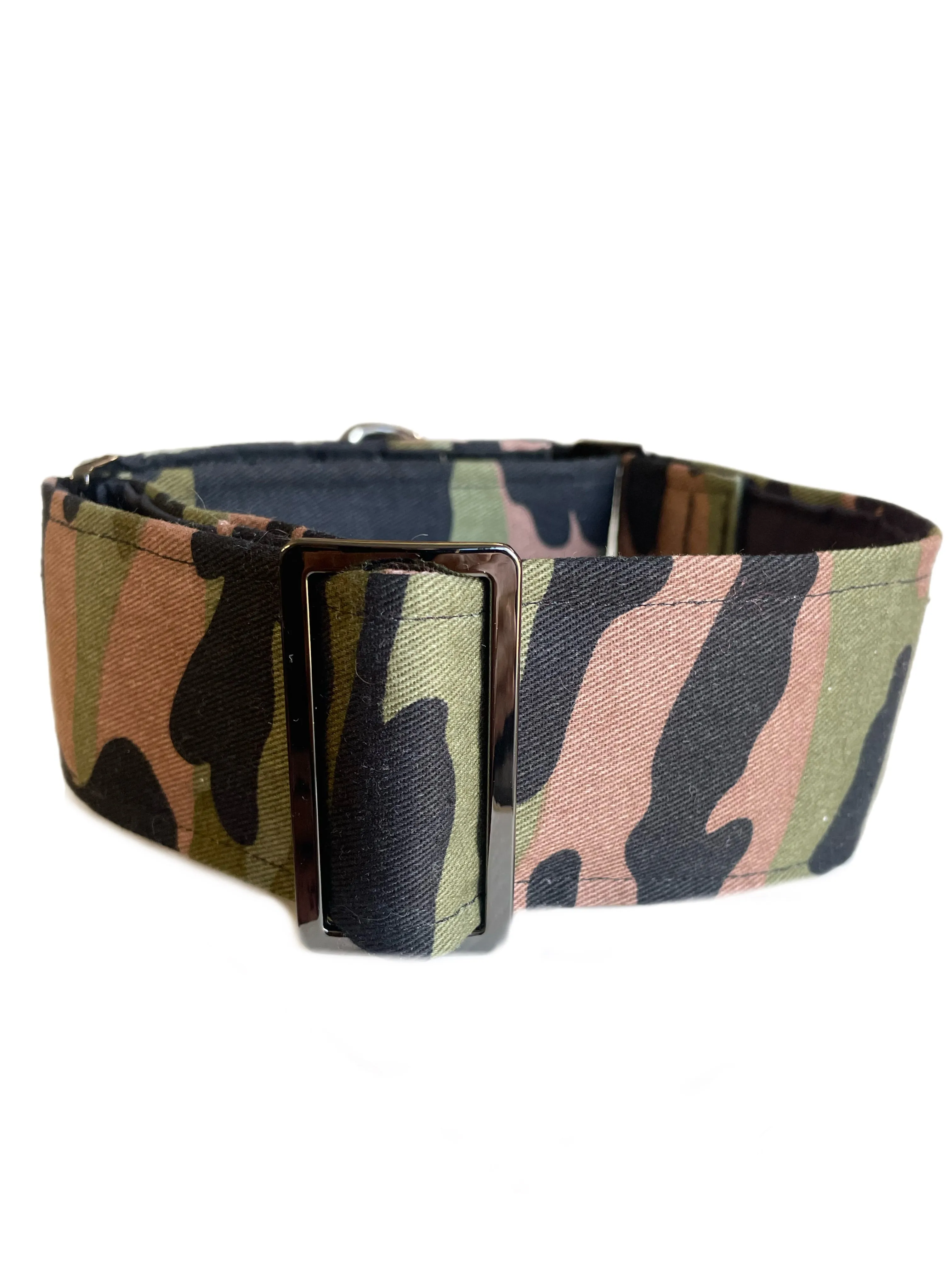 Martingale collar greyhound collar army greens Cammo design cotton fabric
