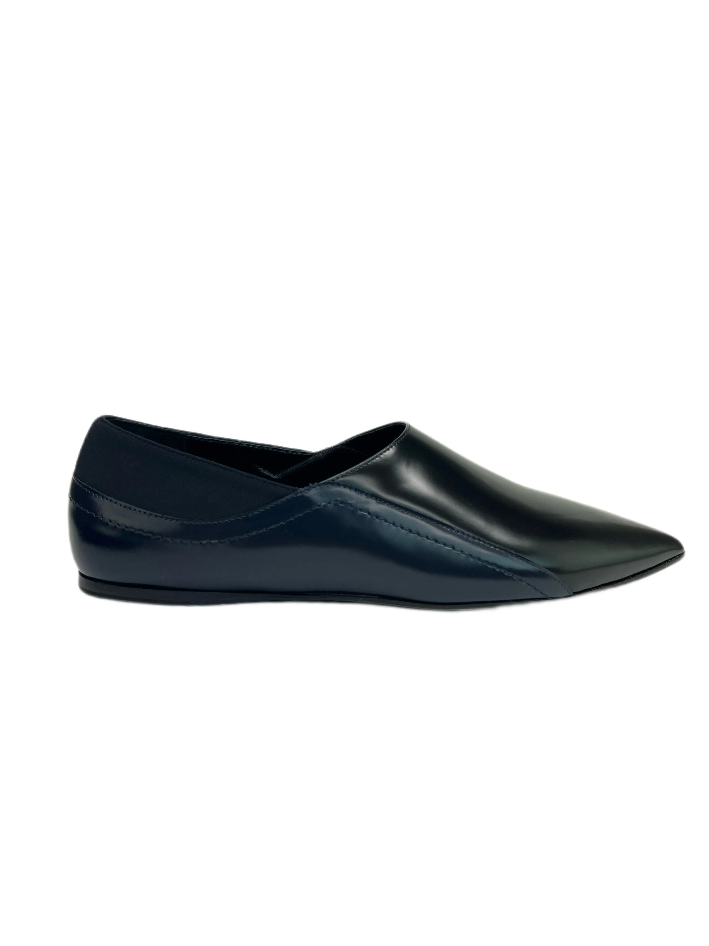 Max Mara Women's Black Magnete Leather Pointed Toe Flats Size 7 NWB