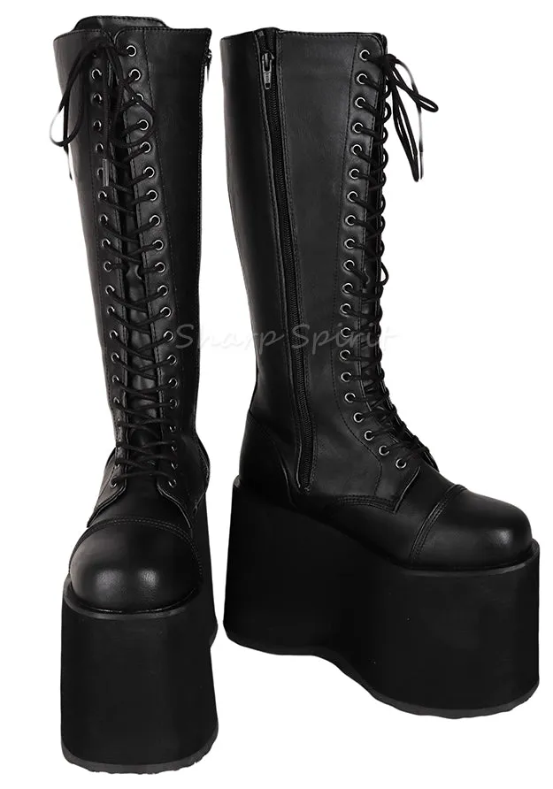 Mega Platform Cyber Rave Festival Gothic Lace Up Boots