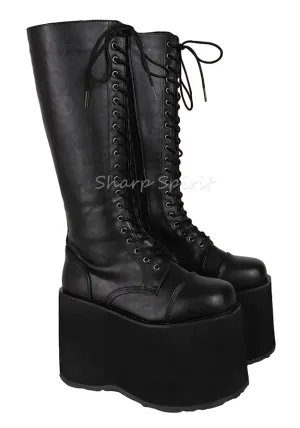Mega Platform Cyber Rave Festival Gothic Lace Up Boots