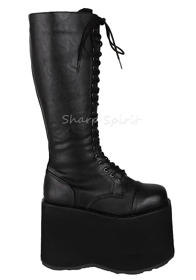 Mega Platform Cyber Rave Festival Gothic Lace Up Boots