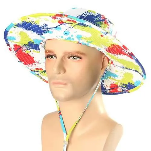 Men Women Foldable Camouflage Fisherman Hat Summer Wide Brim Couple Outdoor Fishing Visor Cap