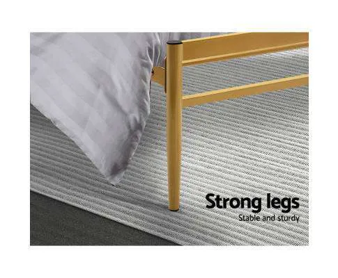 Metal Bed Frame Platform Foundation Wooden Gold Amor
