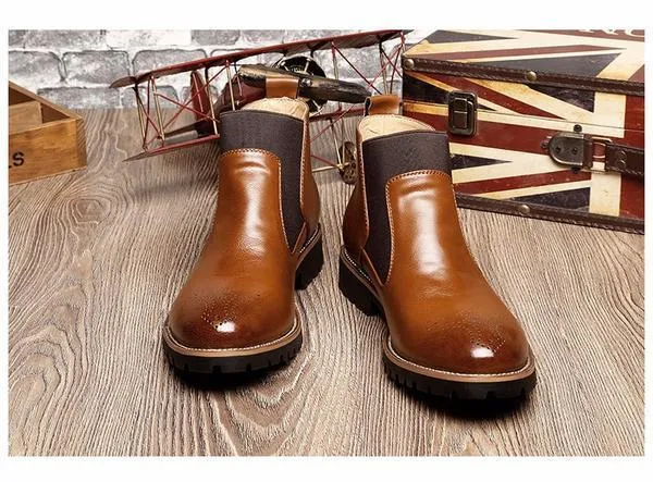 Mid High Chelsea Men Ankle Boots