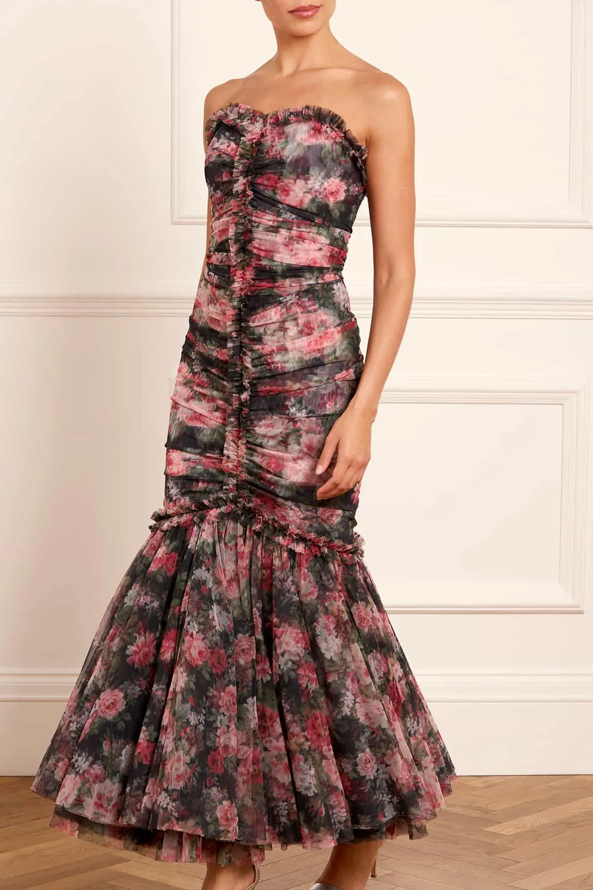 Midnight Dance Strapless Ankle Gown