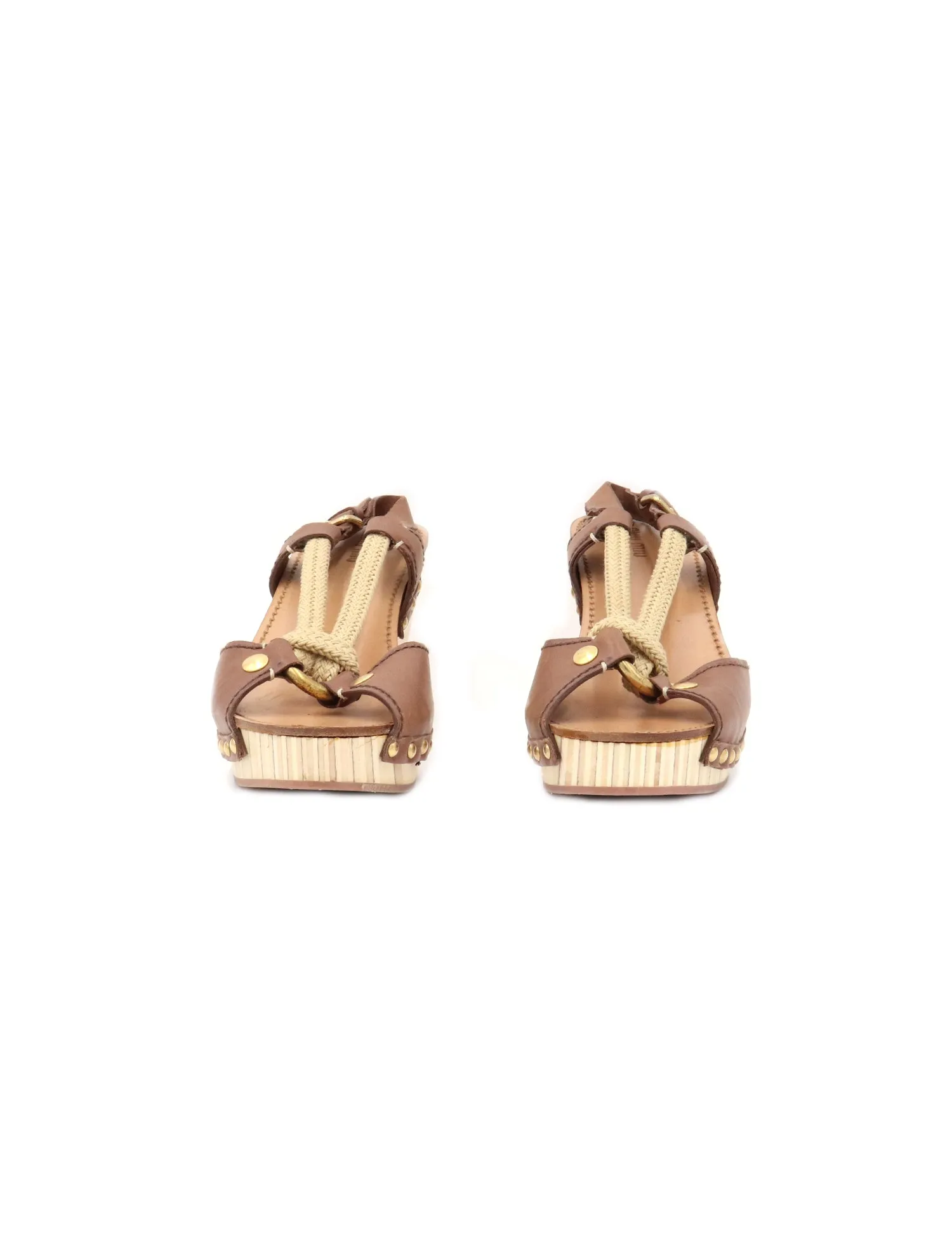 Miu Miu Rope Accent Wedge Sandals