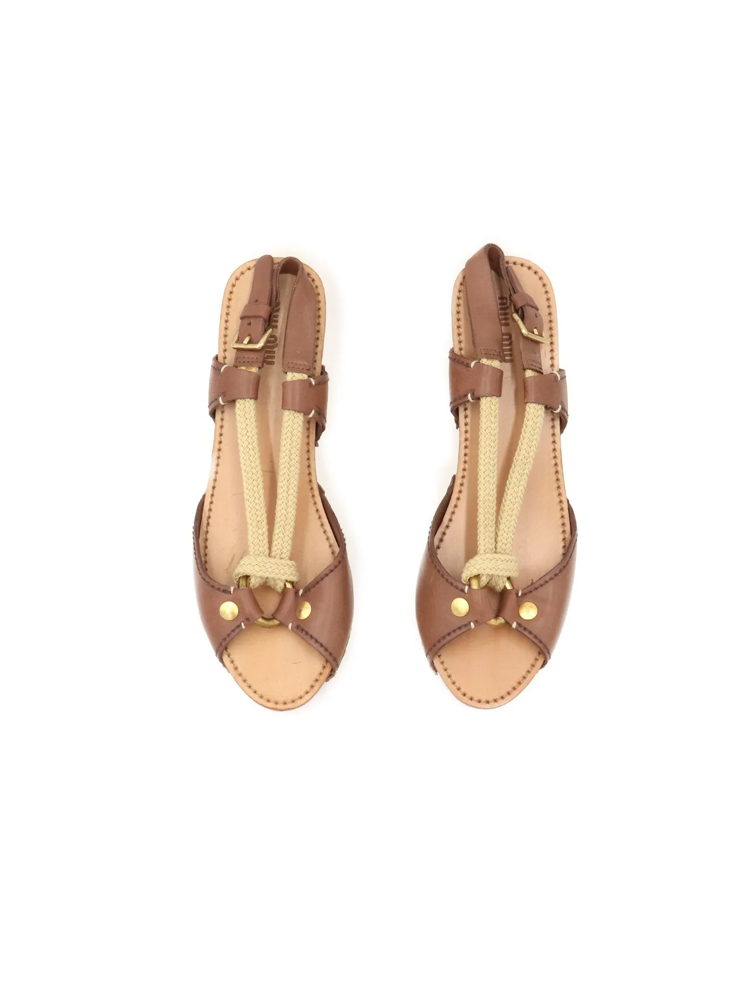 Miu Miu Rope Accent Wedge Sandals