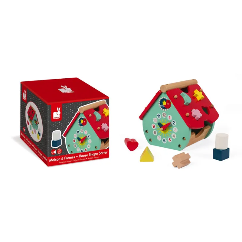 Montessori Wooden Kids Toy | House Shape Sorter With Clock | 18-36 Months