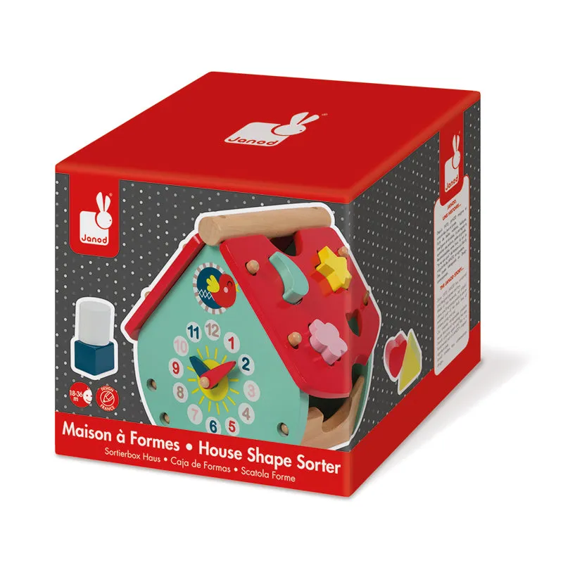 Montessori Wooden Kids Toy | House Shape Sorter With Clock | 18-36 Months