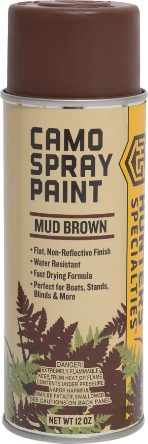 Mud Brown - Hunters Specialties Camo Spray Paint - Non-Reflective Finish Water Resistant Fast Drying Paint 12 Oz Spray Can