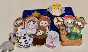 Nativity Finger Puppets Quiet Book, Religious Story Activity for Kids, Felt and Mylar Christmas Gift