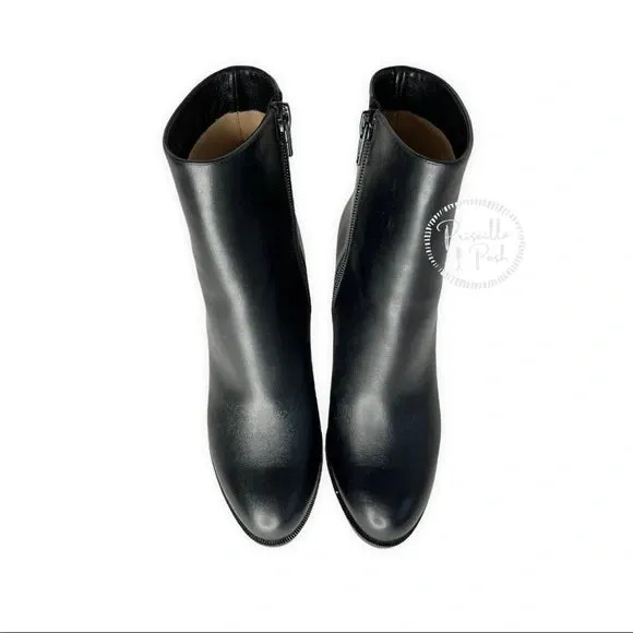 NEW CHRISTIAN LOUBOUTIN Adox 85 leather ankle boots Black Leather Block Heel 37