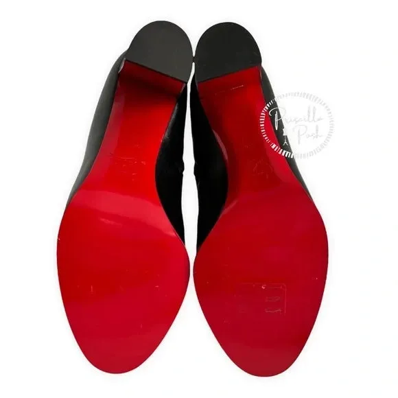 NEW CHRISTIAN LOUBOUTIN Adox 85 leather ankle boots Black Leather Block Heel 37