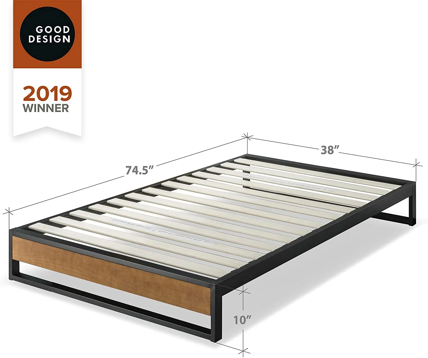 New in box! ZINUS GOOD DESIGN Award Winner Suzanne 10 Inch Metal and Wood Platform Bed Frame / No Box Spring Needed / Wood Slat Support, Brown, Twin! Retails $207 