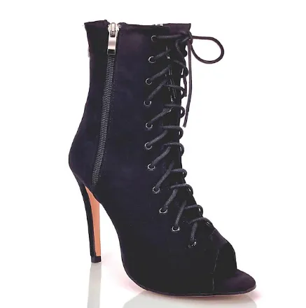 NEW Retails $135, Women's Dance Boots Tango Shoes Professional Ballroom Dance Samba Sexy Boots Lace Up Heel Splicing Slim High Heel Peep Toe Zipper Adult, Pink/Black, Sz 7