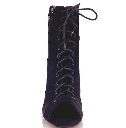 NEW Retails $135, Women's Dance Boots Tango Shoes Professional Ballroom Dance Samba Sexy Boots Lace Up Heel Splicing Slim High Heel Peep Toe Zipper Adult, Pink/Black, Sz 7