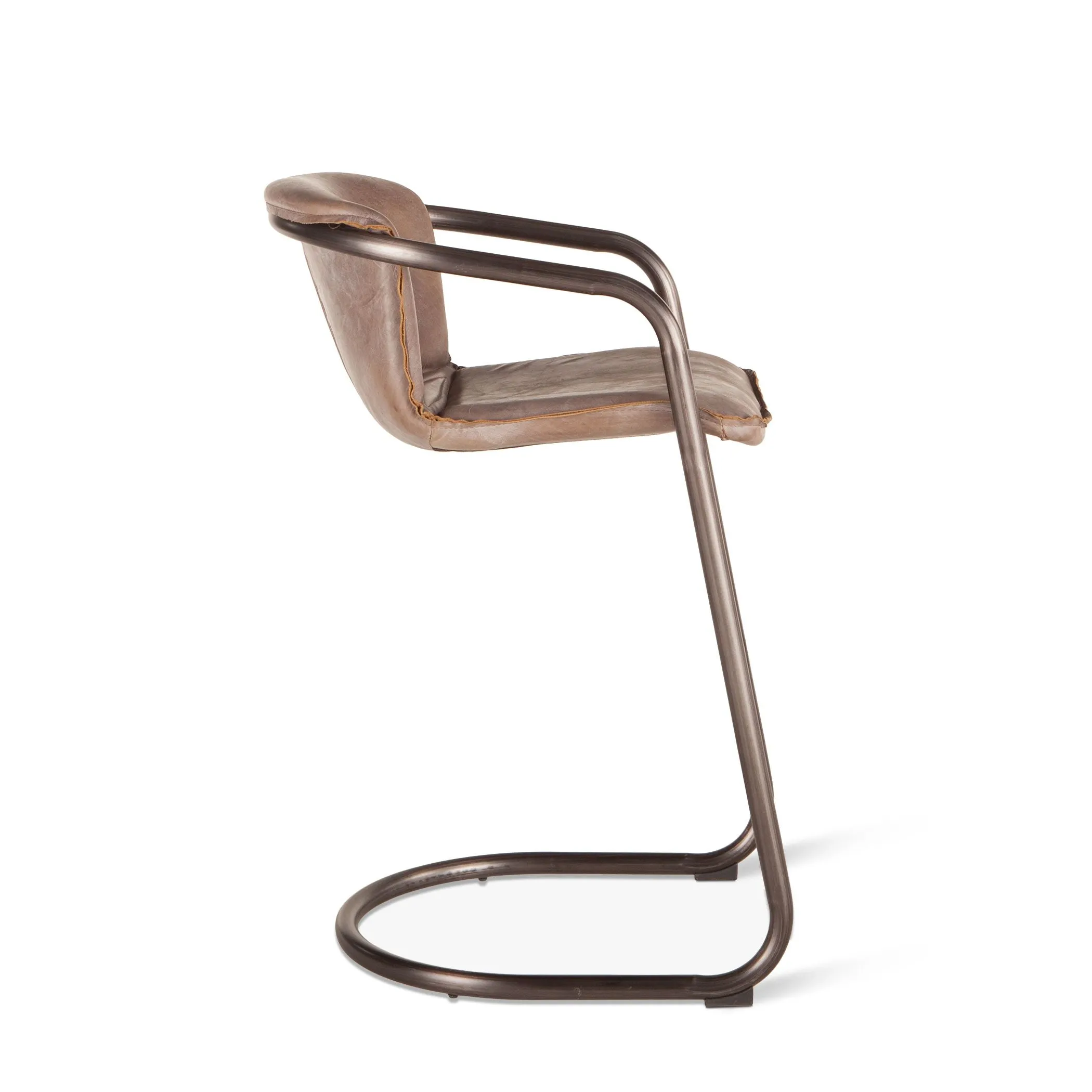 Nisky Leather Bar Chair - Jet Brown