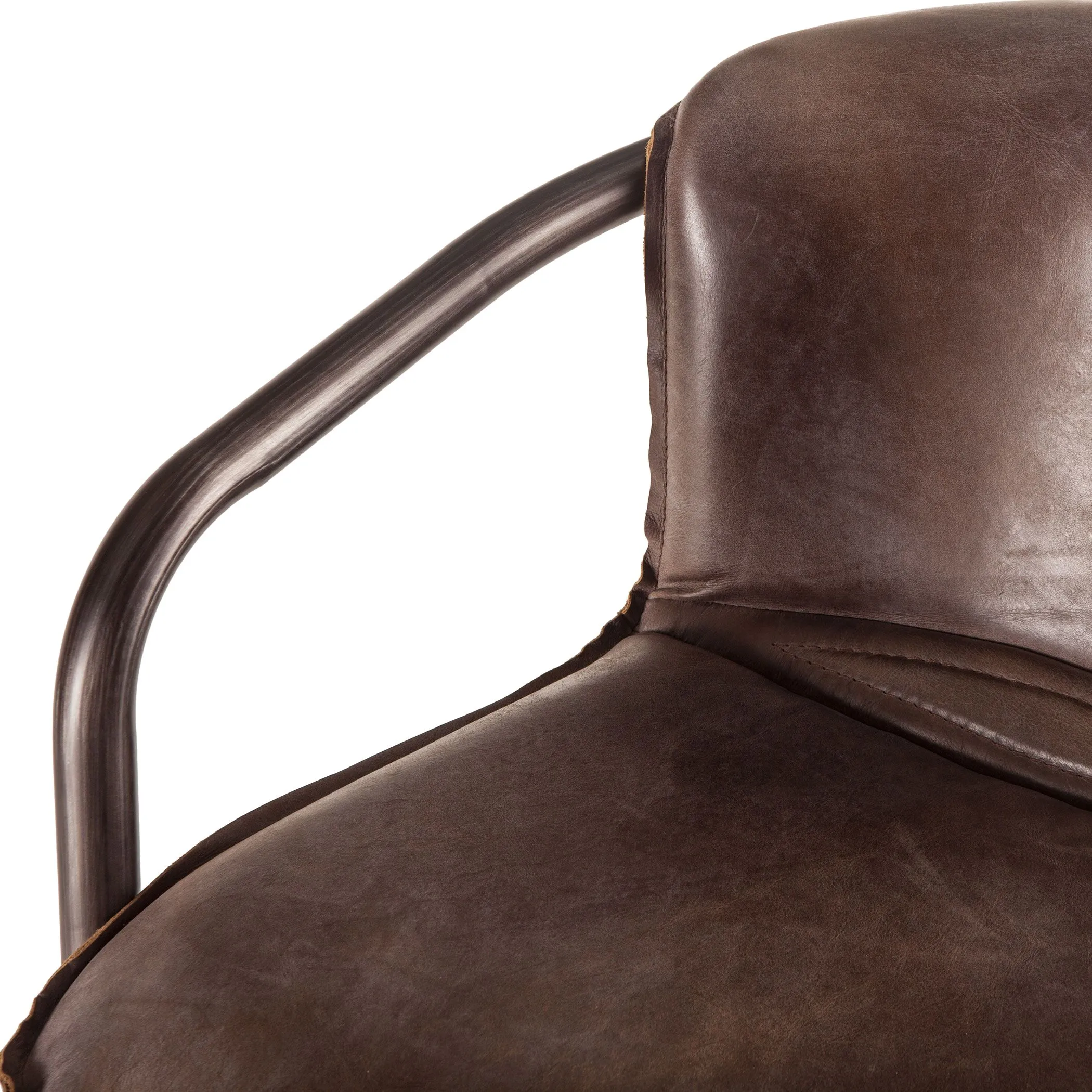 Nisky Leather Bar Chair - Jet Brown