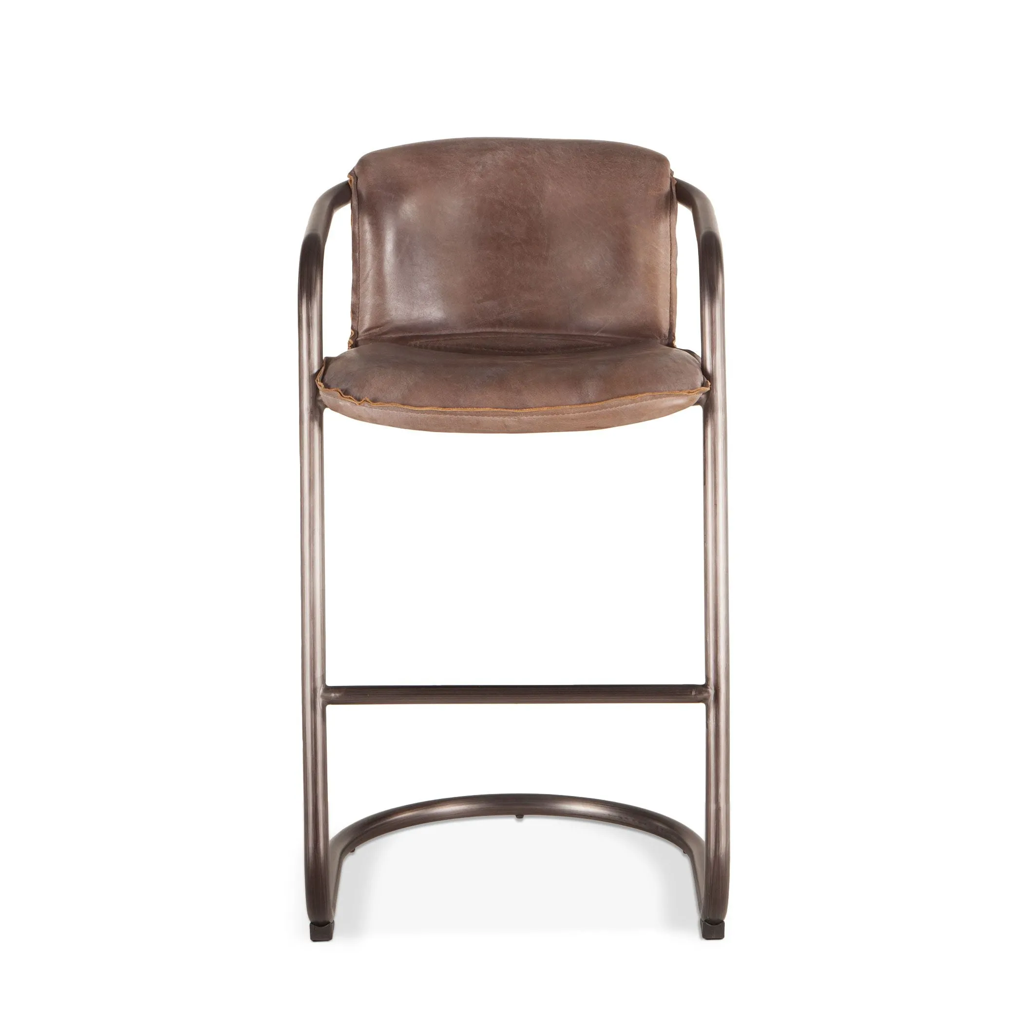 Nisky Leather Bar Chair - Jet Brown