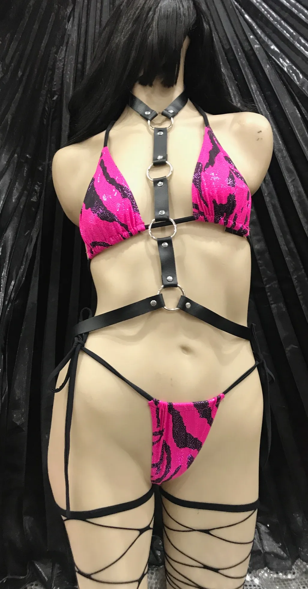 O Ring T Bar Harness Vegan Leather