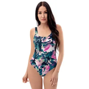 One-Piece Swimsuit - Camouflage Pink