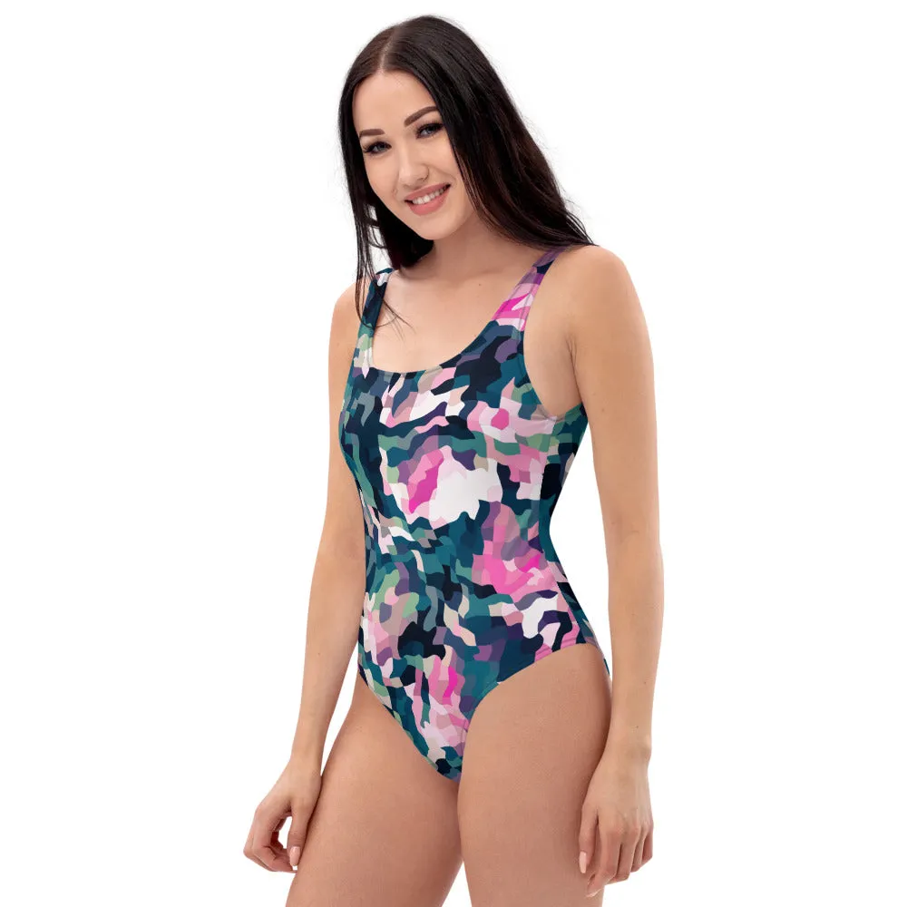 One-Piece Swimsuit - Camouflage Pink