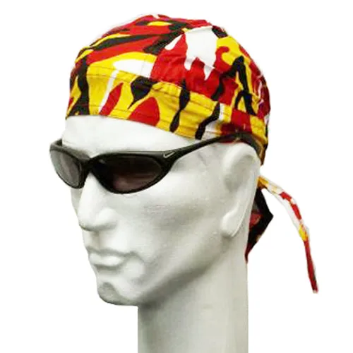 Orange Black White Woodland Camouflage Doo Rag Camo Motorcycle Skull Cap Bandana Dorag Headwrap