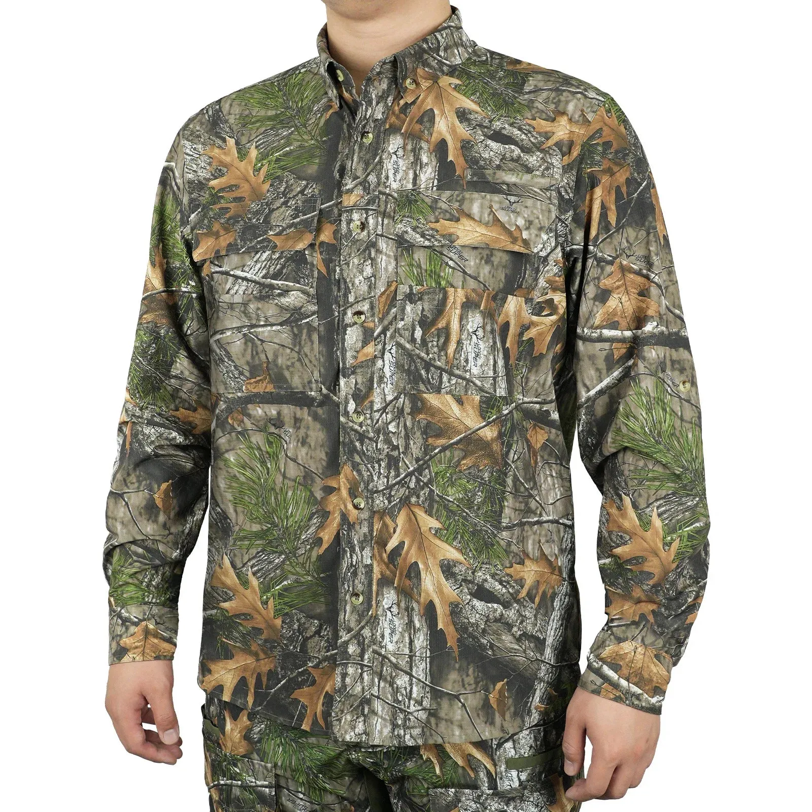 Outdoor Hunting Camouflage Long Sleeved Breathable Fishing Shirt, Sun Protection Fishing Suit, Camping and Hiking Clothes