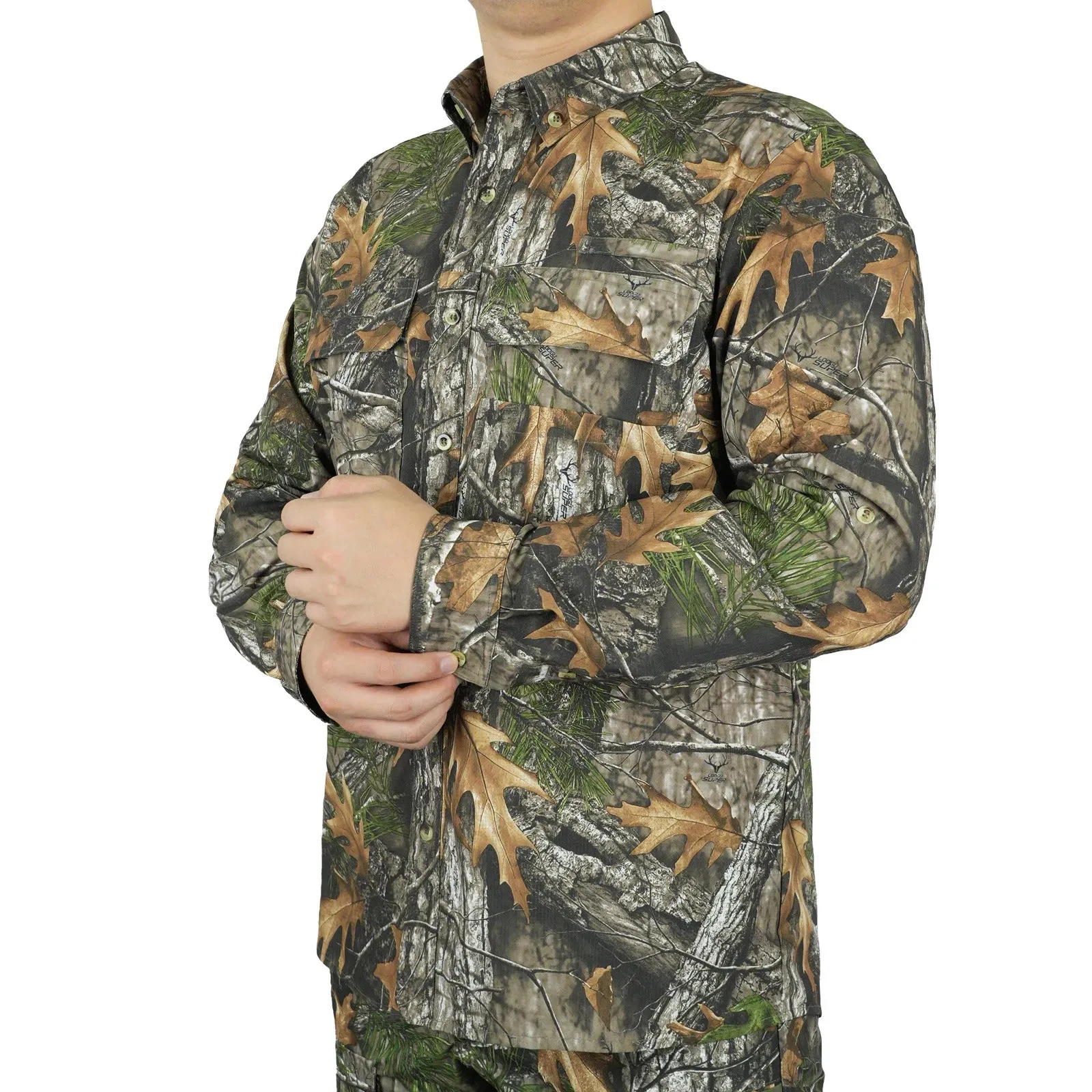 Outdoor Hunting Camouflage Long Sleeved Breathable Fishing Shirt, Sun Protection Fishing Suit, Camping and Hiking Clothes