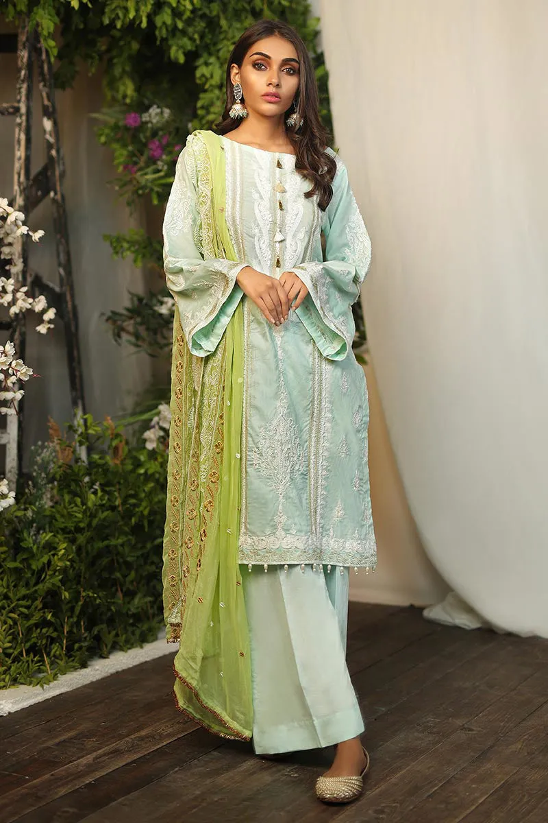 Pakistani traditional Eid outfit in beautiful aqua color # P2262