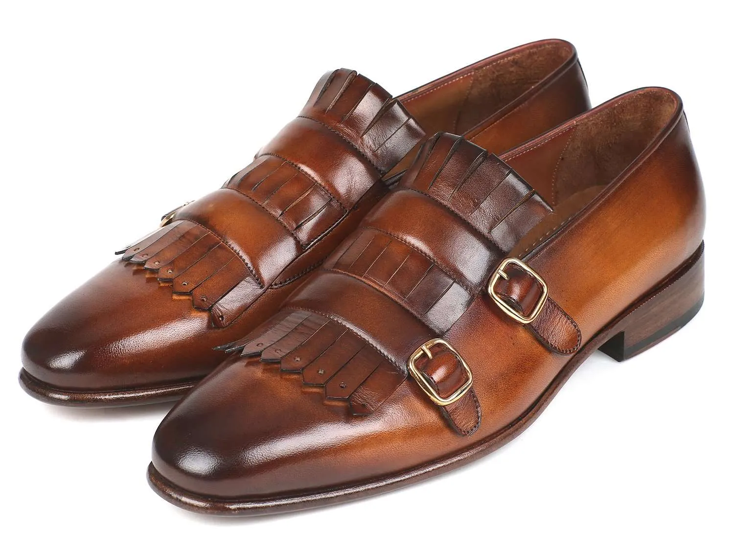 Paul Parkman Brown Kiltie Monkstrap Shoes