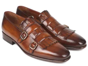 Paul Parkman Brown Kiltie Monkstrap Shoes