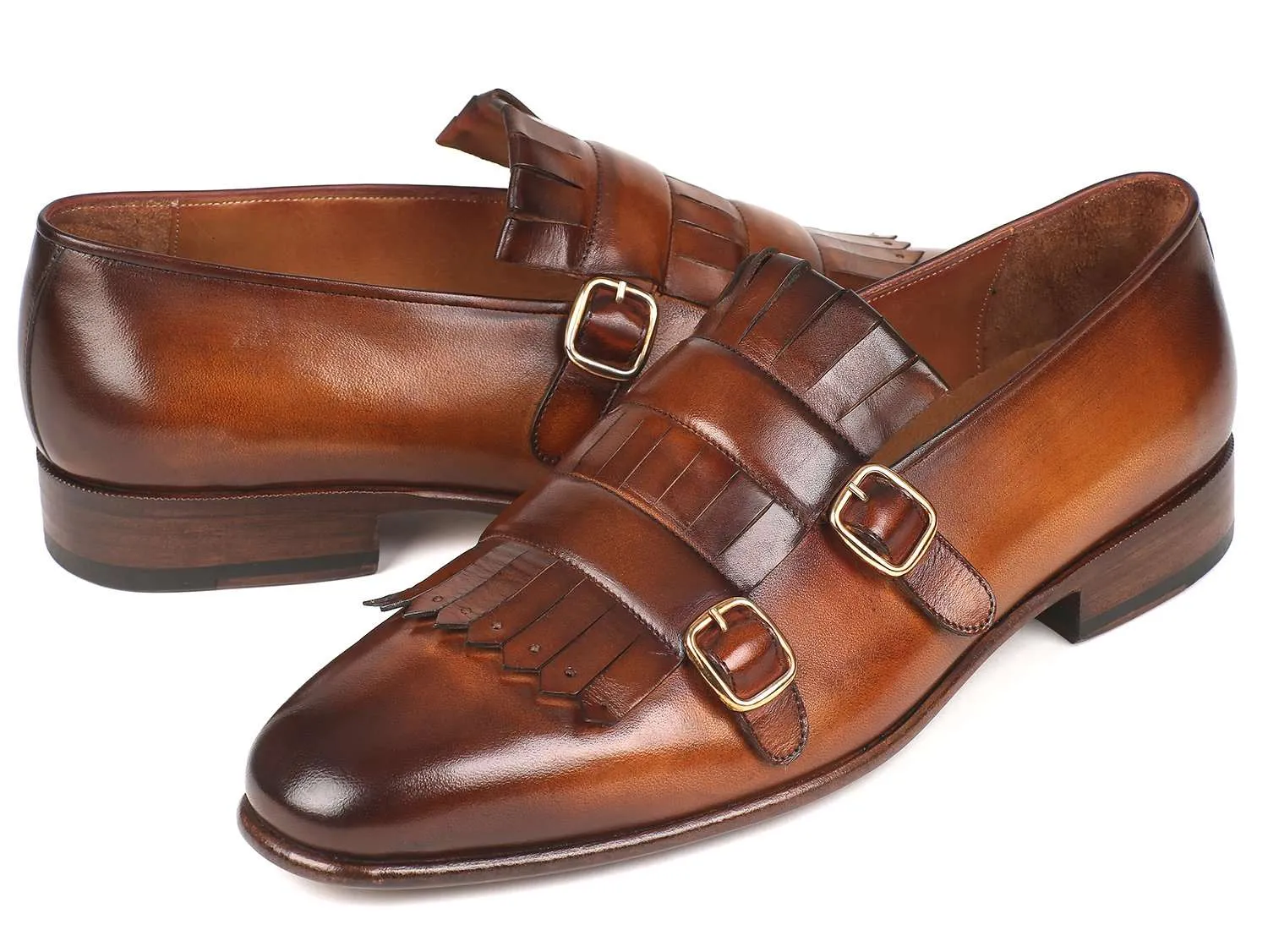 Paul Parkman Brown Kiltie Monkstrap Shoes