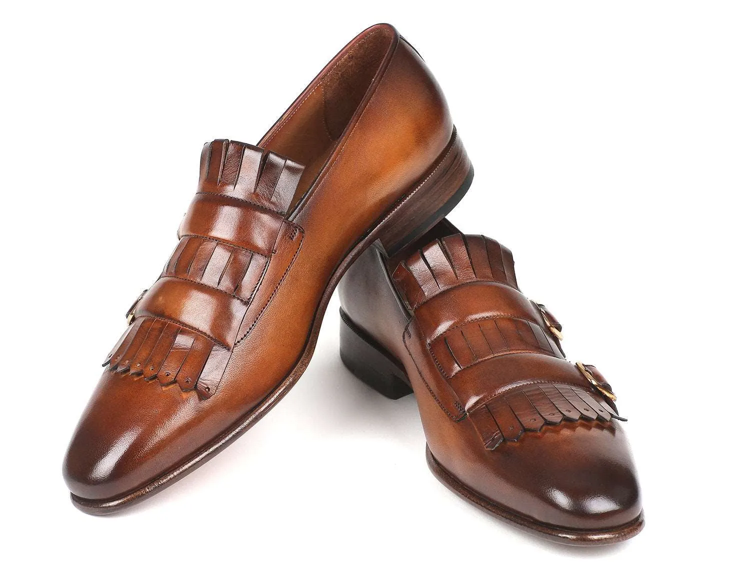 Paul Parkman Brown Kiltie Monkstrap Shoes