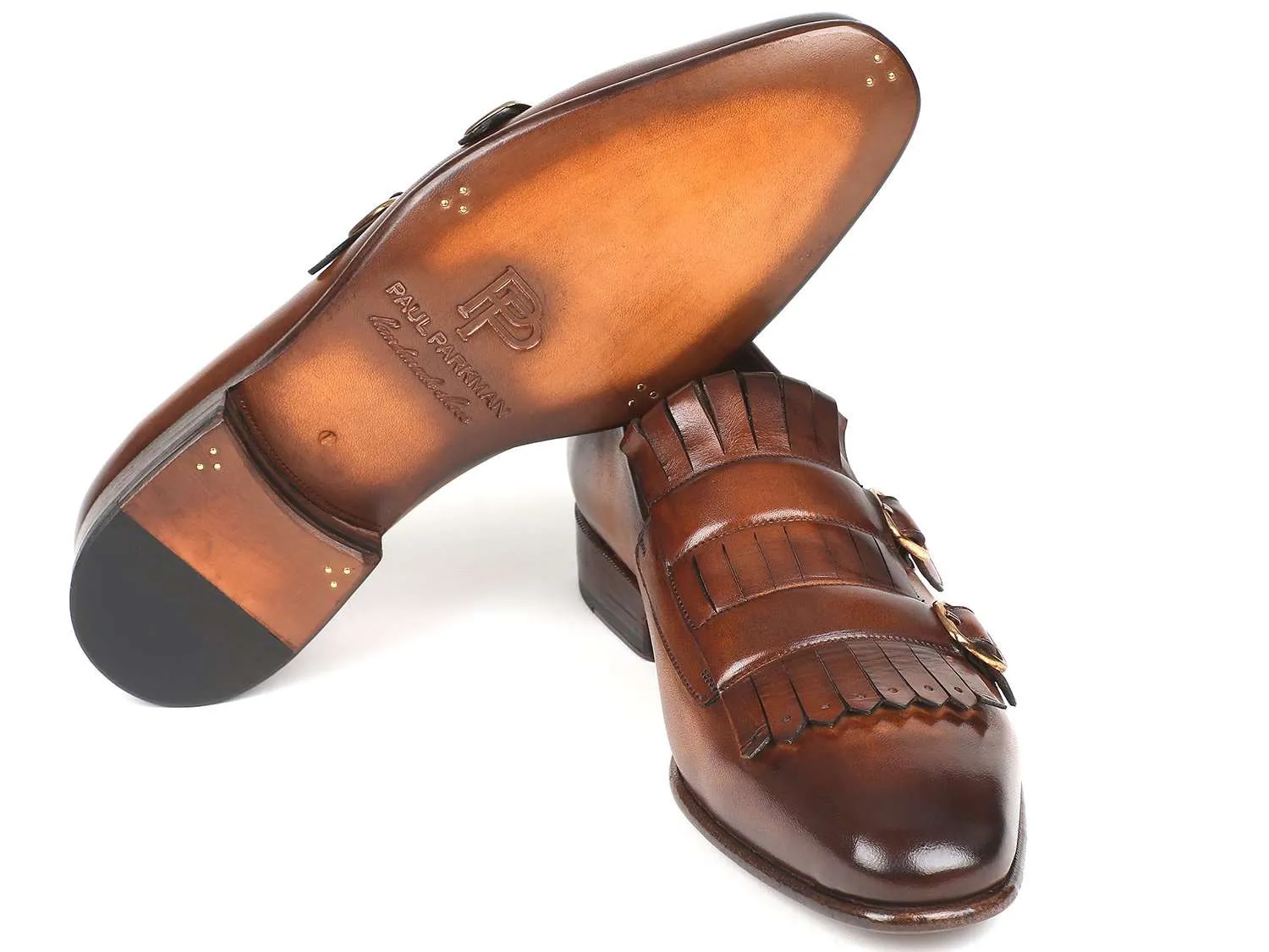 Paul Parkman Brown Kiltie Monkstrap Shoes