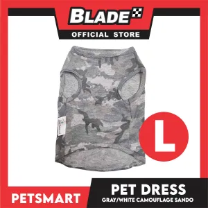 Pet Sando Camouflage Design, Gray White Color DG-CTN113(W)L (Large) Perfect Fit For Dogs And Cats, Breathable Sando Clothes, Soft Lightweight Pet Clothing