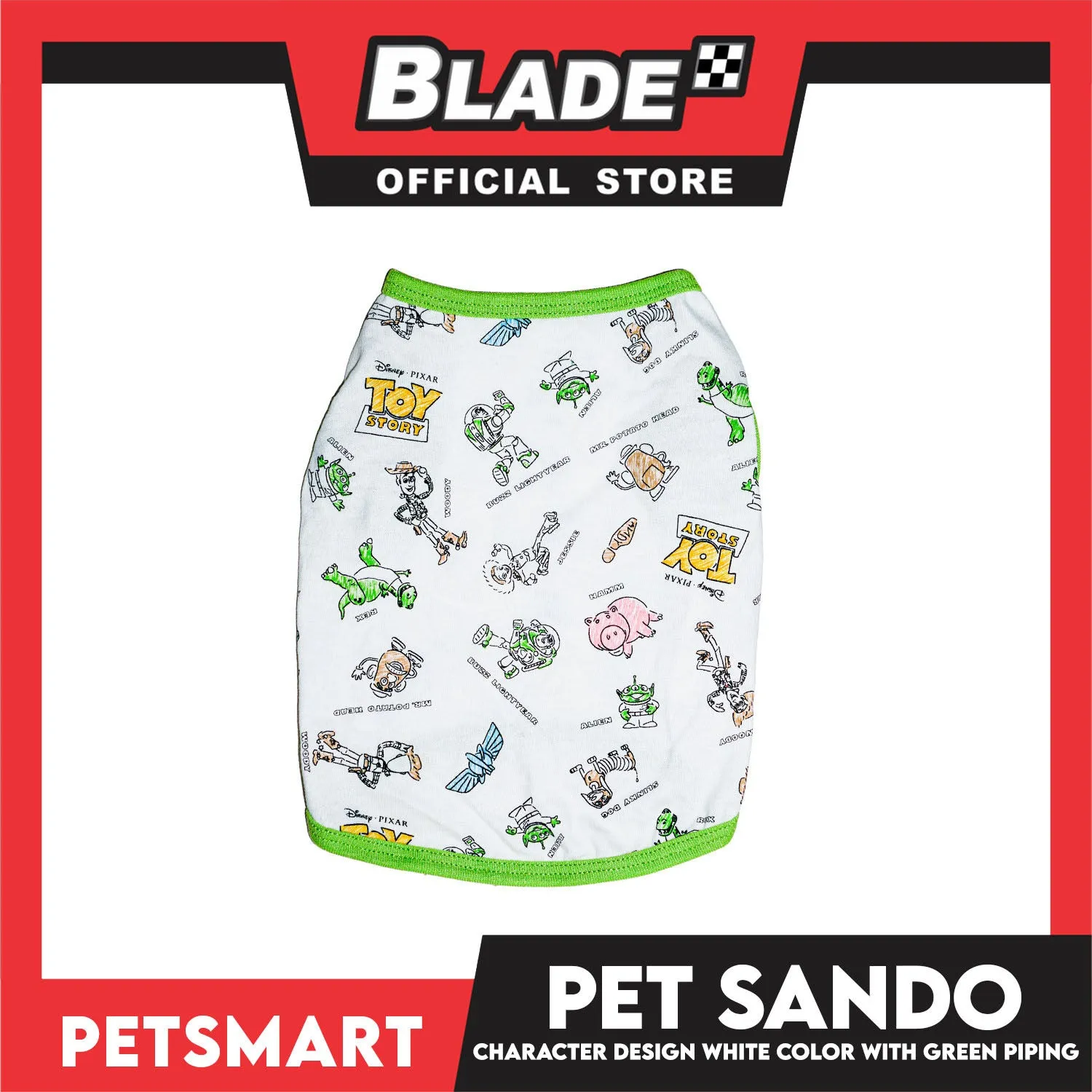 Pet Sando Character Design Print with Green Piping (Small) Perfect Fit for Dogs and Cats