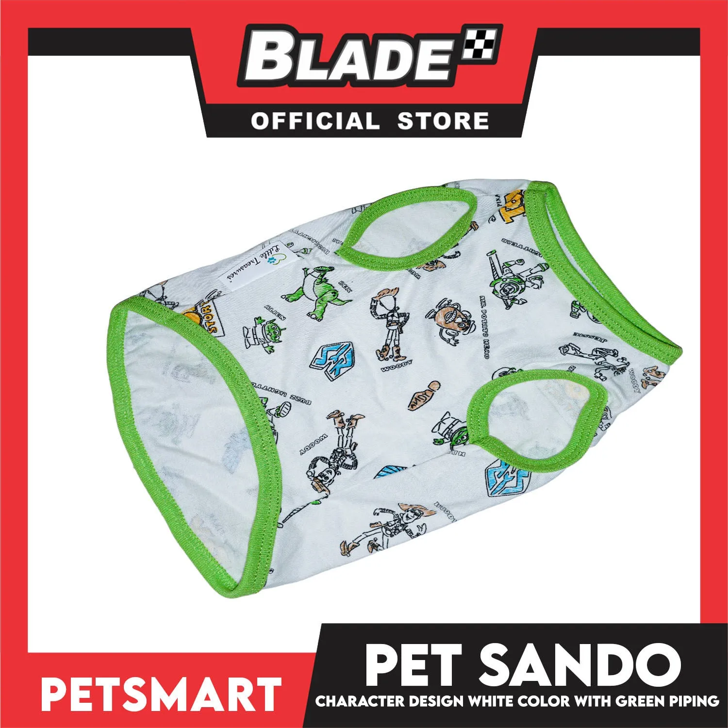 Pet Sando Character Design Print with Green Piping (Small) Perfect Fit for Dogs and Cats