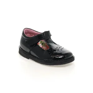Petasil Clara - Black Patent Leather T-Bar School Shoe