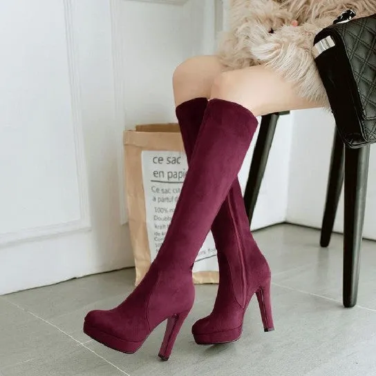 Petite Size Platform High Heel Under Knee Boots AP127