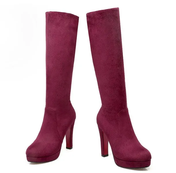 Petite Size Platform High Heel Under Knee Boots AP127